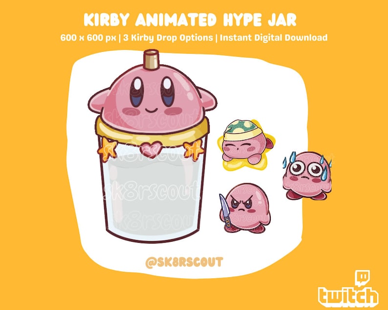 Animated Twitch Hype Jar Kawaii Tip Jar 2 Layers Tip Jar for Stream 3 Bit Options Animated Hype