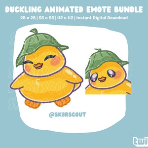 Animated Duck Twitch Emote Bundle - Kawaii Character - 2 Duckling Twitch Emote - Sized for Twitch & Discord - Static and Animated