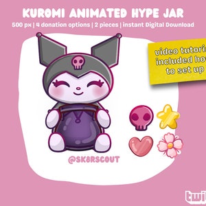 Frasco de propaganda animado para Twitch - Personaje kawaii - 2 capas - Frasco de propinas para transmisión - Copa de propaganda animada - Tutorial de configuración incluido
