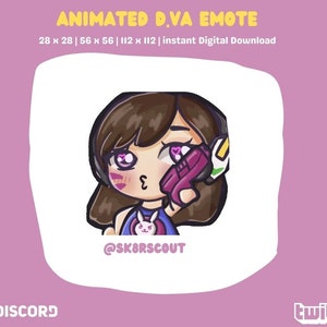 Animated Twitch Emote - DVa Overwatch - Kawaii Emote - Sized for Twitch &Discord