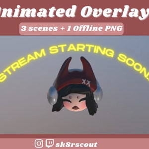 Animated Twitch Overlay - 3D Kawaii - Stream Starting, Be Right Back, Stream Ending, Offline