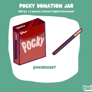 Pocky Twitch Hype Jar - Kawaii Character - Tip Jar for Stream - Hype Cup - Set Up Tutorial Included