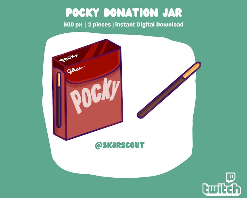 Pocky Twitch Hype Jar Kawaii Character Tip Jar for Stream Hype Cup Set up Tutorial Included Etsy