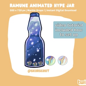 Animated Ramune Royal Blue Twitch Hype Jar - Kawaii Character - Tip Jar for Stream - Animated Hype Cup - Set Up Tutorial Included