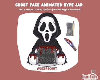 Animated Twitch Hype Jar - Scary Character - 2 Layers - Tip Jar for Stream - Animated Hype Cup - Set Up Tutorial Included - Horror Halloween