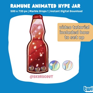 Animated Ramune Red Twitch Hype Jar - Kawaii Character - Tip Jar for Stream - Animated Hype Cup - Set Up Tutorial Included