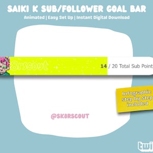 Animated Sub Goal Bar - Kawaii Character - Yellow Goal Bar Widget - Subscription Goal Tracker - Affordable Twitch | Instructions Included