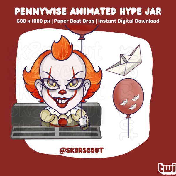 Animated Clown Twitch Hype Jar - Scary Character - 2 Layers - Tip Jar for Stream - Animated Hype Cup - w/ Set Up Tutorial - Horror Halloween