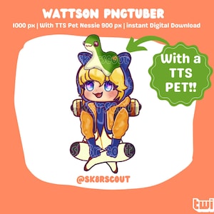 PNGTuber with TTS PET - Kawaii/Anime PNGTuber - 4 Static Talking PNGs - 2 TTS Pet PNGs