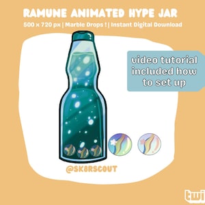 Animated Ramune Teal Twitch Hype Jar - Kawaii Character - Tip Jar for Stream - Animated Hype Cup - Set Up Tutorial Included