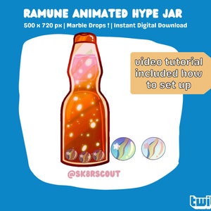 Animated Ramune Bright Red Twitch Hype Jar - Kawaii Character - Tip Jar for Stream - Animated Hype Cup - Set Up Tutorial Included