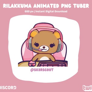 Animated PNG TUBER - Gamer Bear - Kawaii/Anime PNGTuber