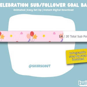 Animated Celebration Sub Goal Bar - Birthday Sub Goal - Subathon Bar Widget - Sub Goal Tracker - Affordable Twitch | Instructions Included