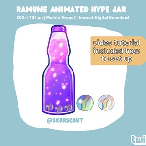 Animated Ramune Bright Purple Twitch Hype Jar - Kawaii Character - Tip Jar for Stream - Animated Hype Cup - Set Up Tutorial Included