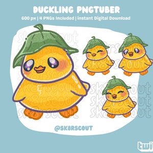 Duckling PNGTuber Kawaii/Anime PNGTuber - 4 Static Talking PNGs - OR Use for TTS Pet | Vtuber | Duck PNGTuber for Twitch | Cute Twitch PNG