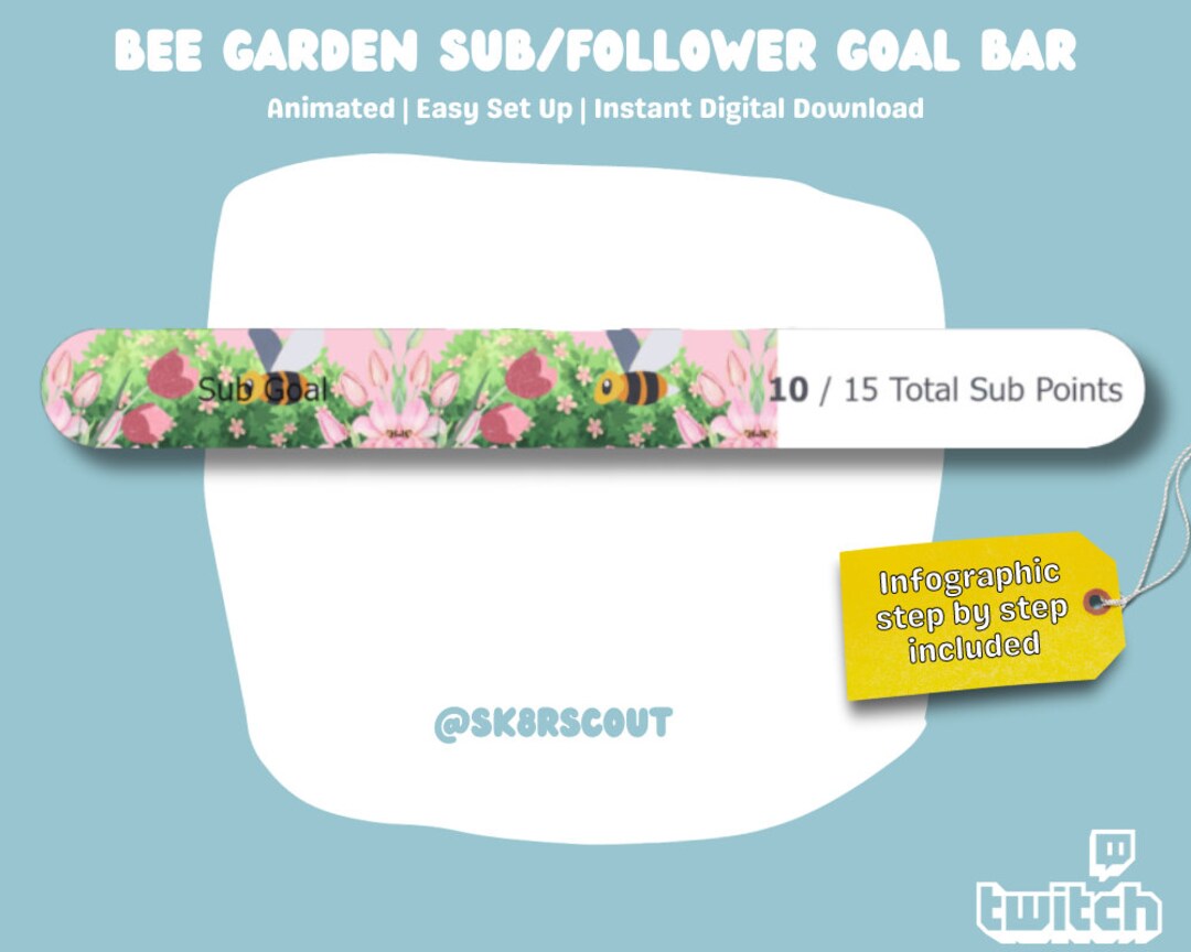 Animated Sub Goal Bar - Kawaii Bee Garden - Pink Twitch Widget ...