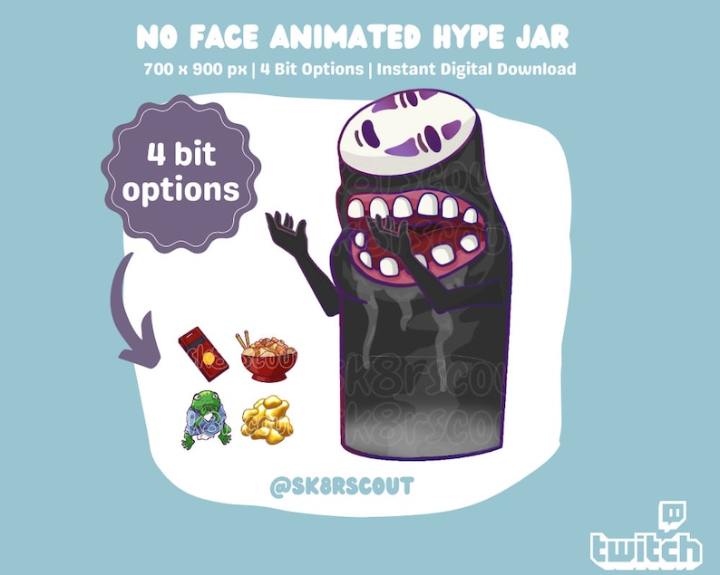 Animated Twitch Hype Jar Anime Kawaii Tip Jar 2 Layers Tip Jar for Stream 4 Bits Animated Hype