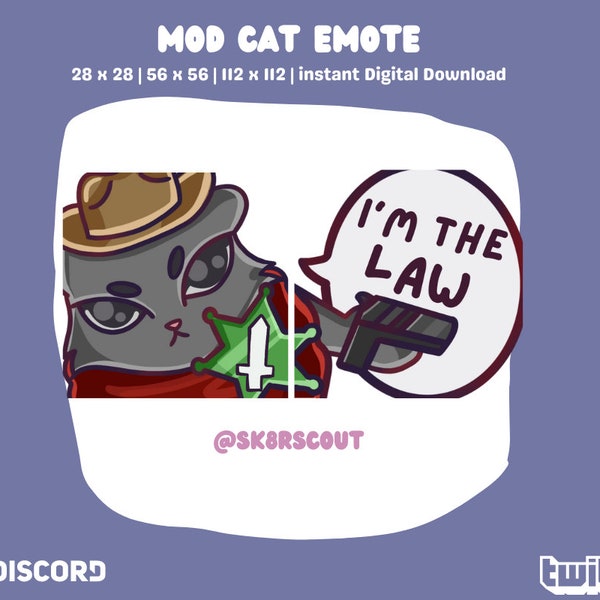 Twitch Moderator Emote - Mod Emote - Kawaii Character - Sized for Twitch & Discord (2 emotes - Static)