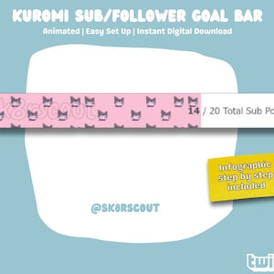 Animated Sub Goal Bar - Kawaii Character - Pink Goal Bar Widget - Subscription Goal Tracker - Affordable Twitch Asset| Instructions Included