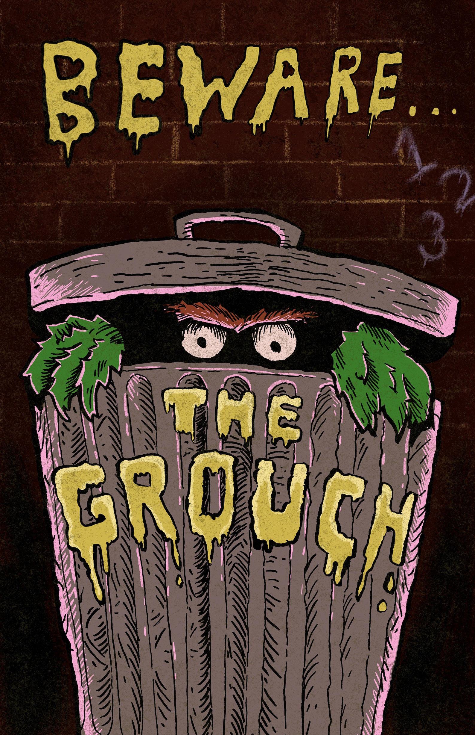 Sentence With Grouch Grouchy Print, Oscar the Grouch From Sesame Street Inspired Artwork - Etsy