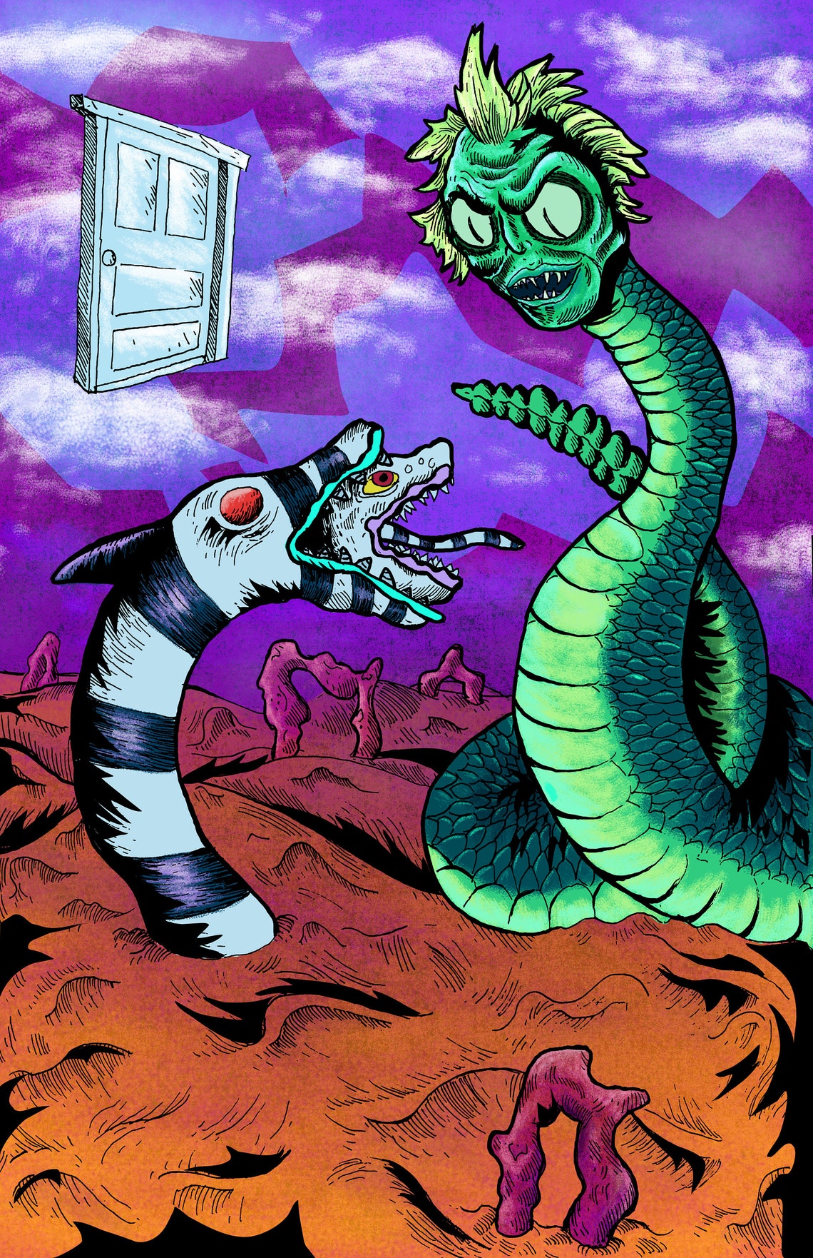 Beetlejuice and Sandworm Art Print - Etsy