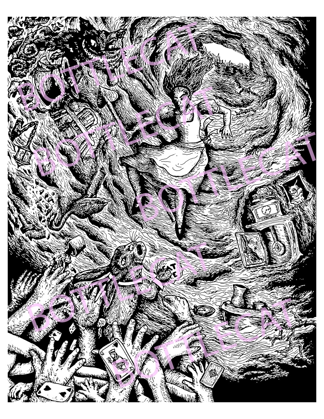 Alice in Wonderland Rabbit Hole Coloring Page - Etsy