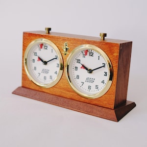 Wooden Chess Clock 1980s — Mechanical Wind-Up Timer, German Rolland, Club Provenance, Collector Gift