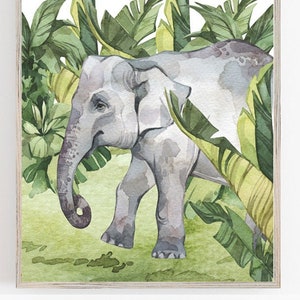 Elephant Jungle Wall art/Asia Wall Art Decor/Africa Animal Map/Tigre/Bufalo d'acqua/Gorilla/Orangoutang/Elefante/Arte educativa