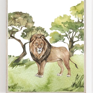 Löwe Afrika Karte Tier Safari Wandkunst |Afrika Wand Kunst Dekor|Afrika Tier Karte|Löwe|Zebra|Pädagogische Wandkunst|Safari Kinderzimmer
