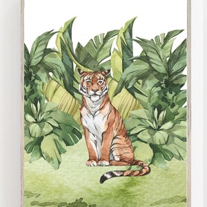 Tiger Jungle Wall art|Azië Wall Art Decor|Afrika Dierenkaart|Tijger|Waterbuffel|Gorilla|Orangoutang|Olifant|Educatieve kunst