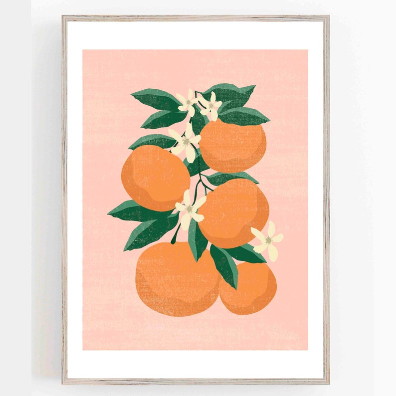 Clementine ART-Orange Art Prints-Orange Wall Art-Citrus Art-Orange Art Fruit-Clementine Nursery decor-Clementine Nursery Print-Girls Nursery image 2