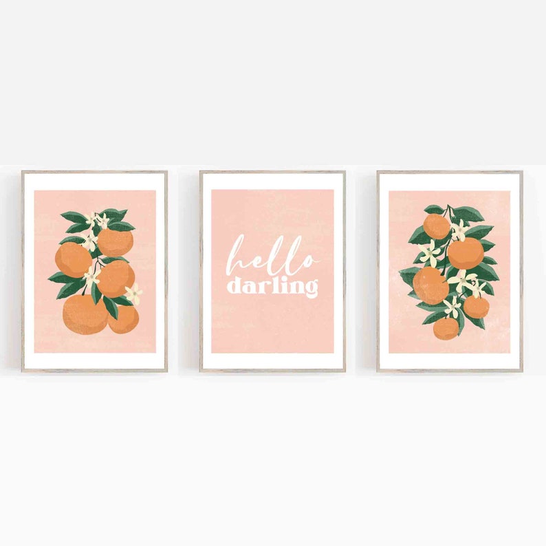 Clementine ART-Orange Art Prints-Orange Wall Art-Citrus Art-Orange Art Fruit-Clementine Nursery decor-Clementine Nursery Print-Girls Nursery image 1