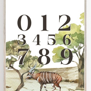 Tier Safari Wandkunst |Afrika Wand Kunst Dekor|Afrika Tier Karte|Löwe|Zebra|Lernende Wandkunst|Safari Kinderzimmer