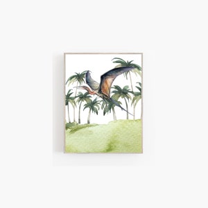 Watercolor Pterodactyl Print: Dinosaur Kids Room Wall Art (Digital Download)