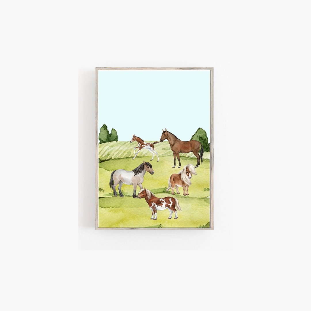 Farm Animal Wall Art for Kids Horse Horses Pony Farmhouse, Kids Farmer ...
