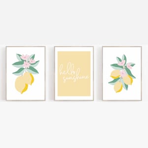 Lemon Nursery Prints: Botanical Citrus Wall Art (Set of 3) (Digital Download)