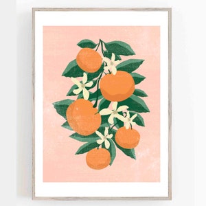 Clementine ART-Orange Art Prints-Orange Wall Art-Citrus Art-Orange Art Fruit-Clementine Nursery decor-Clementine Nursery Print-Girls Nursery image 4