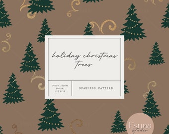 Christmas Tree Seamless Pattern Holiday Tree Repeat Pattern Xmas Tree Digital Craft Paper Christmas Wrapping Paper Pattern Design