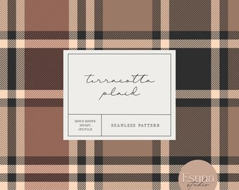 Autumn Plaid Seamless Pattern Brown Tartan Repeat Pattern Plaid Printable Craft Paper Fall Plaid Fabric Pattern Tartan Scrapbooking Paper