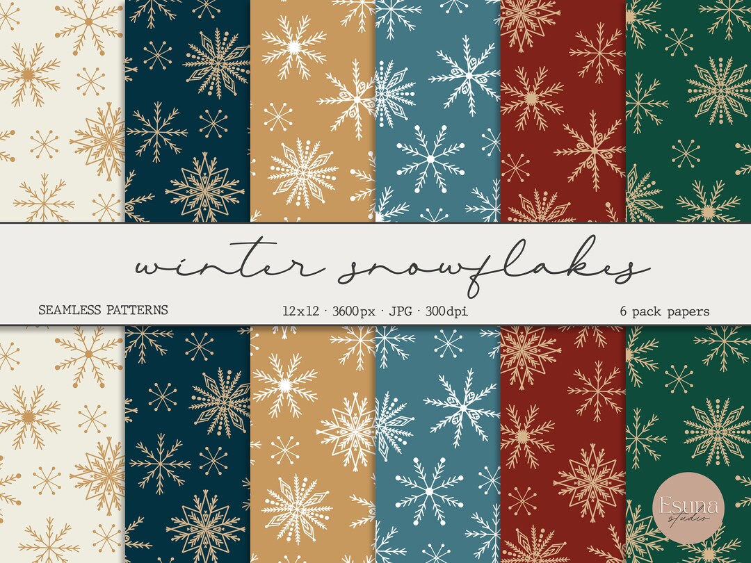 Snow Pattern Repeatable Winter Snowflake Seamless Pattern Pack Christmas Snowflake Repeat ...
