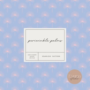 Periwinkle Palm Leaves Seamless Pattern, Pink Fan Palm Repeat Pattern, Beach Summer Craft Printable Paper, Tropical Scrapbook Paper