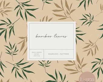 Bamboo Leaf Seamless Pattern Repeat Pattern Bamboo Leaves Digital Craft Paper Botanical Fabric Pattern Bamboo Leaf Scrapbooking Paper
