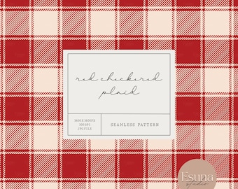 Red Checkered Plaid Seamless Pattern, Christmas Tartan Repeat Pattern, Xmas Digital Craft Paper, Winter Fabric Design, Wrapping Paper