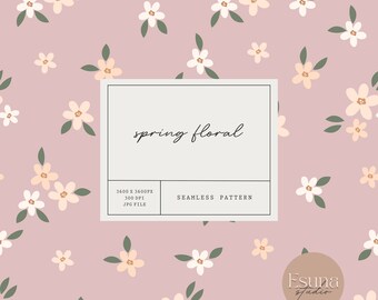 Pink Spring Floral Seamless Pattern Beige Flowers Repeat Pattern Tiny Floral Craft Printable Paper Fabric Pattern Design Scrapbooking Paper