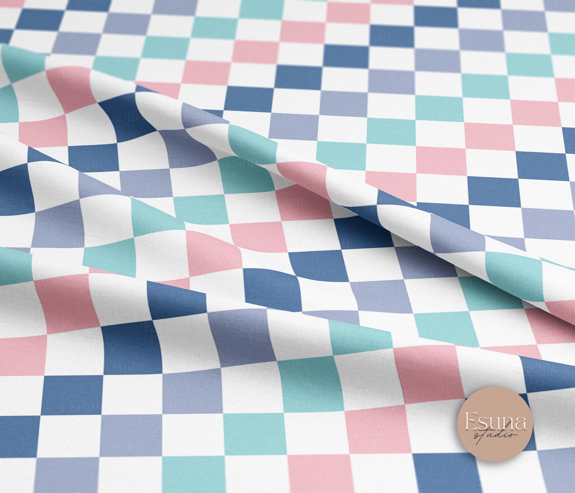 Pastel Checkered Seamless Pattern, Retro Striped Check Repeat, Pink ...