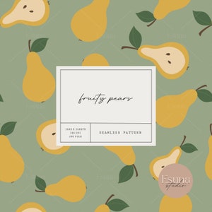 Pera Fruta Patrón Verano Repetir Patrón Fruta Artesanía Papel Imprimible Pera Cocina Tela Patrón Diseño Scrapbooking Papel Digital