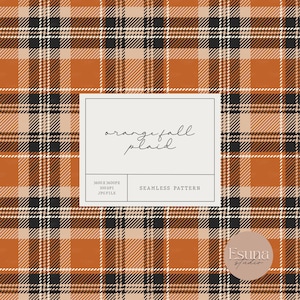 Burnt Orange Plaid Seamless Pattern, Fall Tartan Repeat Pattern, Autumn Digital Craft Paper, Preppy Scrapbooking paper, Commercial Use