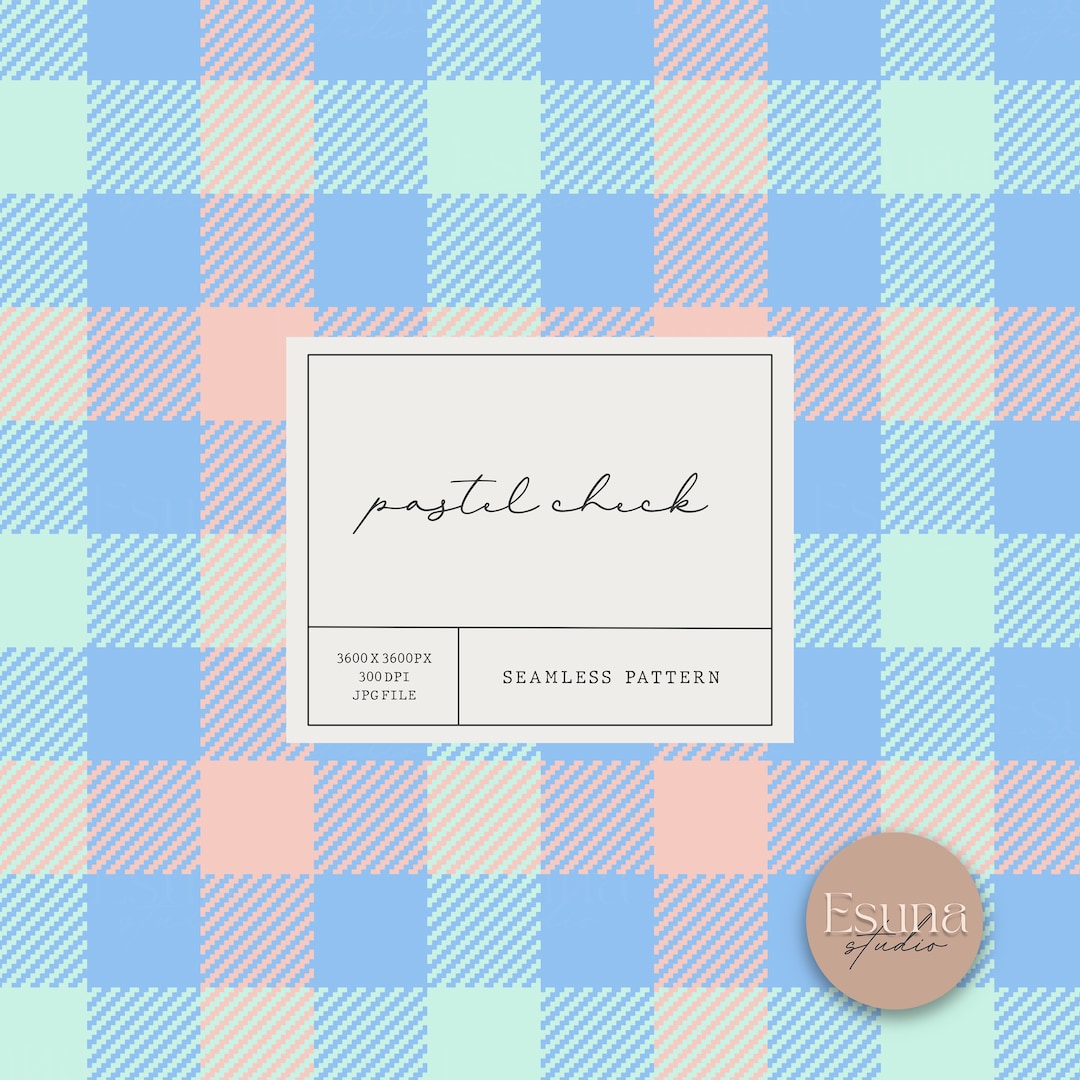 Pastel Checkered Seamless Pattern | Blue Check Repeat | Plaid Digital ...