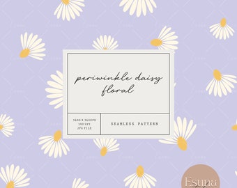 Periwinkle Daisy Flower Seamless Pattern Floral Repeat Pattern Purple Craft Printable Paper Daisy Fabric Pattern Summer Scrapbooking Paper