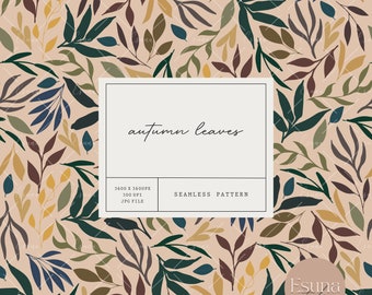Fall Leaves Seamless Pattern Autumn Leaf Repeat Pattern Botanical Craft Printable Paper Leaf Fabric Pattern Design Leaves Scrapbooking Paper